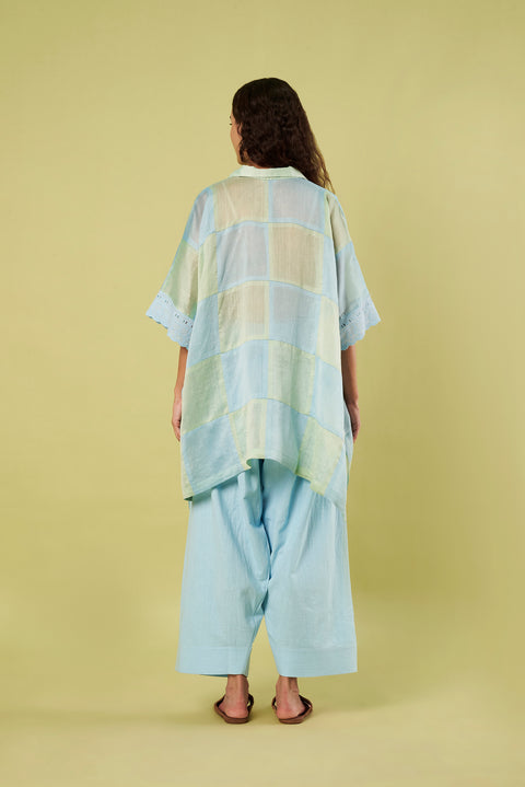 Luxury Chanderi Patchwork Kaftan and Farshi Salwar Set (Set of 2)