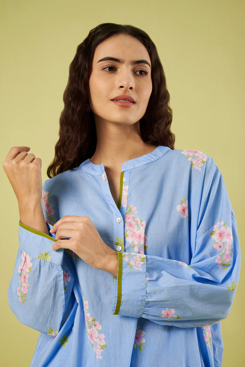 Printed Cotton Kurta  with Relaxed Dhoti Salwar (Set of 2)