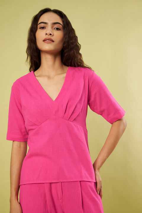 Handwoven Pink Khadi Co-Ord Set (Set of 2)