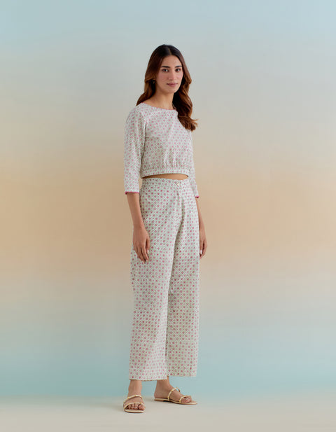 Order Ditsy Block Printed Crop Top & Pants Set (Set of 2) | Vinusto