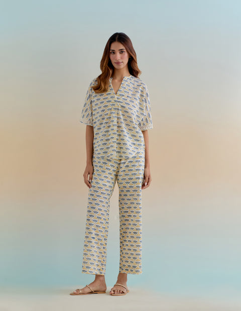 Shop Cotton Kaftan Top & Pants in Floral Block Print – Elegant Coord Set


