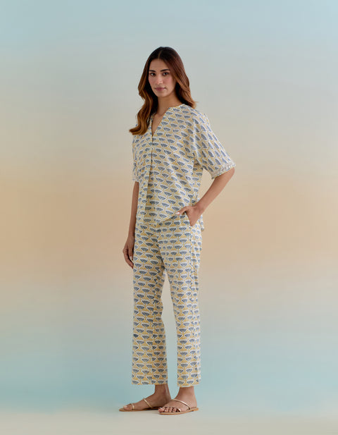 Buy Cotton Kaftan Top & Pants in Floral Block Print – Elegant Coord Set

