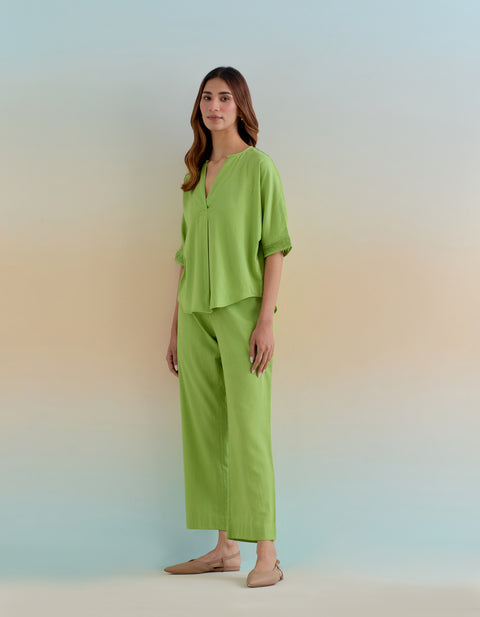 Buy Green Cotton Co-Ord Set - Top & Pants (Set of 2) | Vinusto