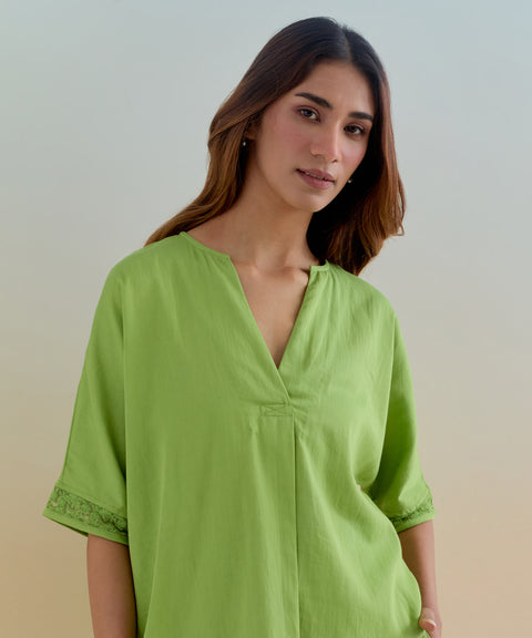 Order Green Cotton Co-Ord Set - Top & Pants (Set of 2) | Vinusto