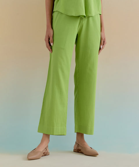 Premium Green Cotton Co-Ord Set - Top & Pants (Set of 2) | Vinusto