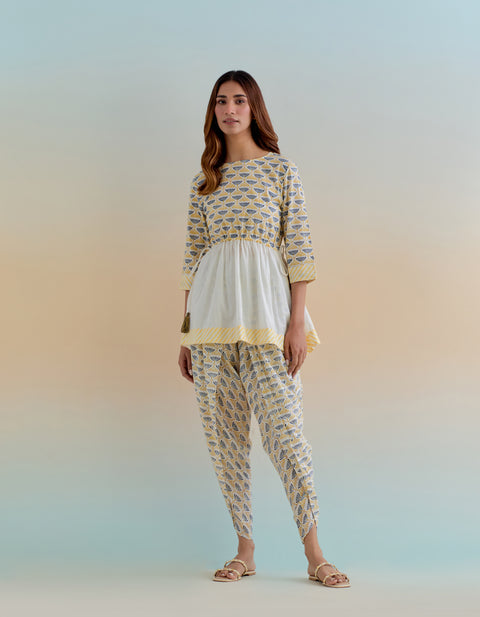 Shop Floral Block Printed Kurti & Dhoti Co-Ord Set | Vinusto