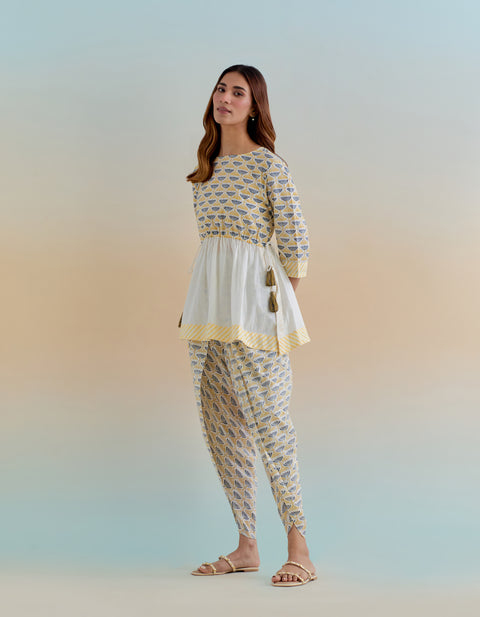 Buy Floral Block Printed Kurti & Dhoti Co-Ord Set | Vinusto