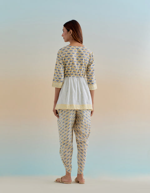 Handcraft Floral Block Printed Kurti & Dhoti Co-Ord Set | Vinusto