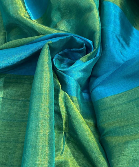 Green & Blue Zari Fabric (Handloom)