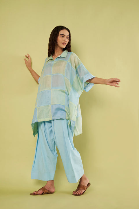 Luxury Chanderi Patchwork Kaftan and Farshi Salwar Set (Set of 2)