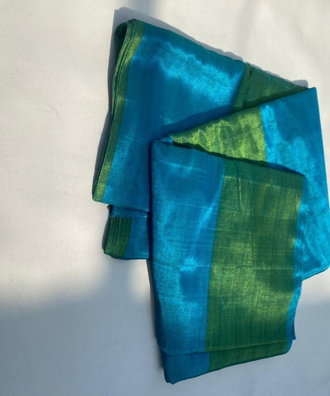 Green & Blue Zari Fabric (Handloom)