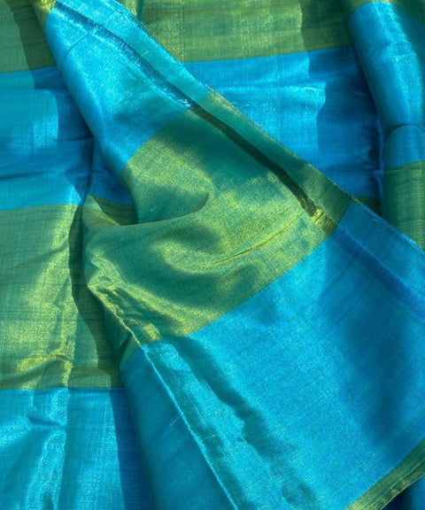 Green & Blue Zari Fabric (Handloom)