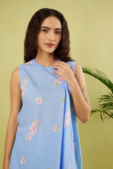 Contemporary Cotton Co-Ord Set with Asymmetric Tunic & Matching Palazzo (Set of 2)
