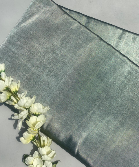 Handwoven Grey Zari Fabric