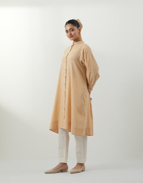 Premium Beige Textured Cotton Kurta Set – Vinusto Office Wear 2025

