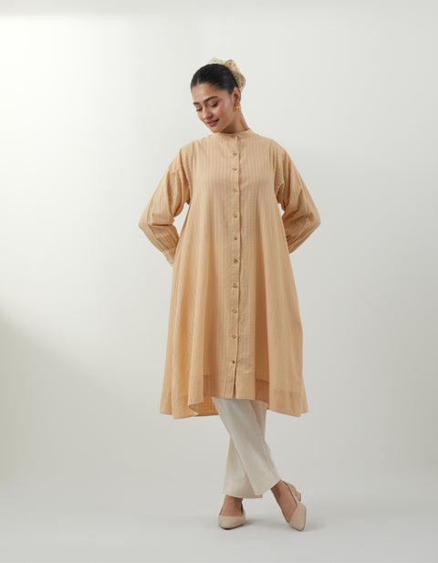 Shop Beige Textured Cotton Kurta Set – Vinusto Office Wear 2025

