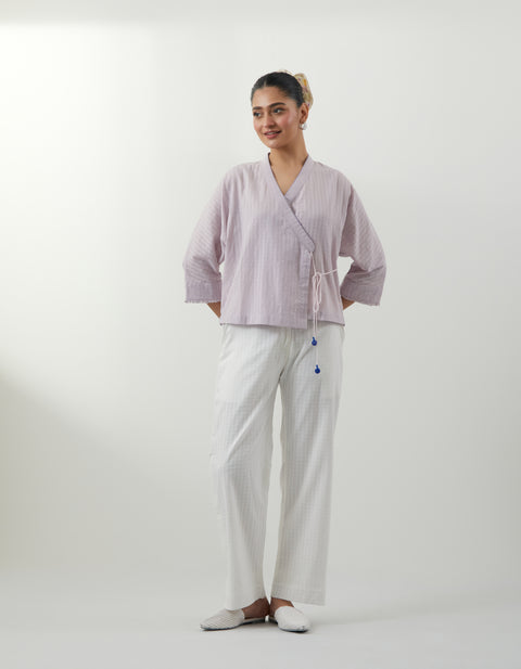 Shop Lavender Cotton Wrap Shirt Set – Vinusto Office Wear 2025

