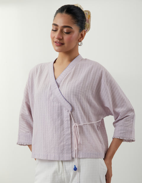 Buy Lavender Cotton Wrap Shirt Set – Vinusto Office Wear 2025

