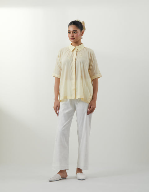 Butter Yellow Chikankari Shirt