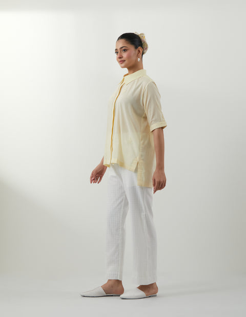 Butter Yellow Chikankari Shirt