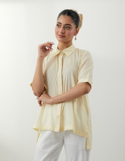 Butter Yellow Chikankari Shirt
