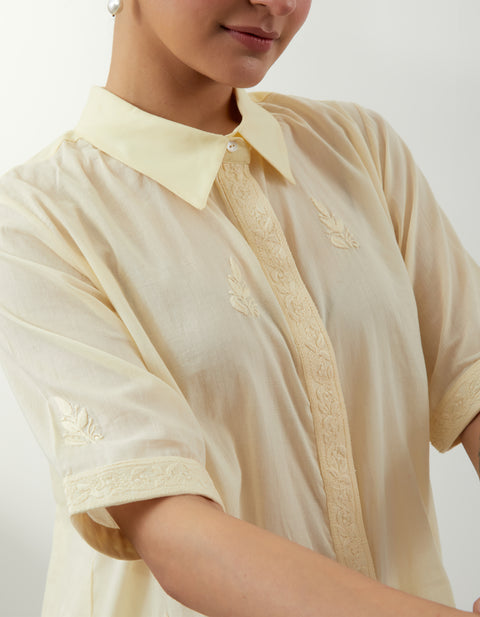 Butter Yellow Chikankari Shirt