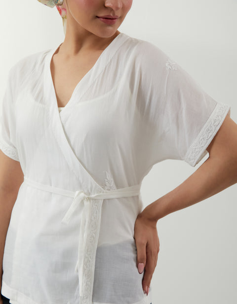 Buy Wrap-Around Chikankari Top – Vinusto Office Wear 2025

