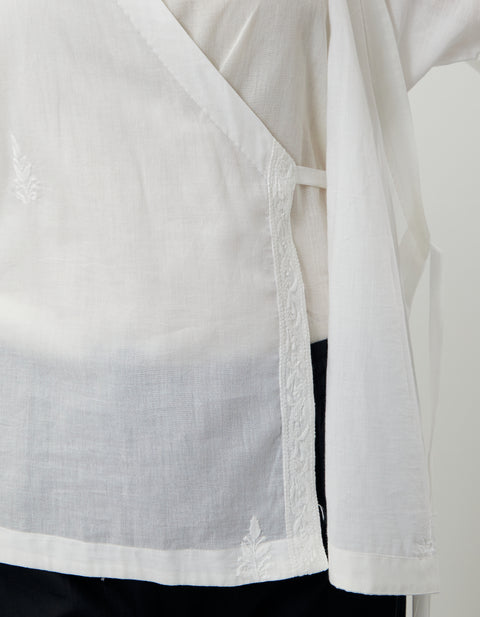 Handcraft Wrap-Around Chikankari Top – Vinusto Office Wear 2025

