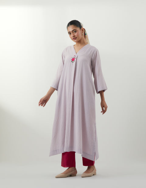 Buy Lavender Embroidered Kurta Set – Vinusto Office Wear 2025

