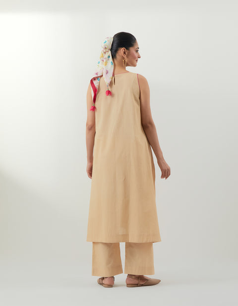 100% Authentic Beige Embroidered Cotton Kurta Set – Vinusto Office Wear 2025

