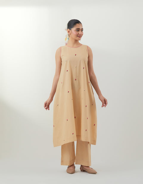 Order Beige Embroidered Cotton Kurta Set – Vinusto Office Wear 2025

