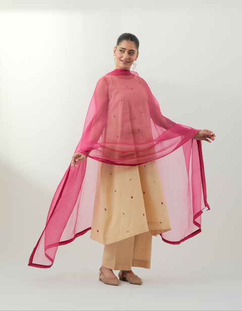 Shop Beige Embroidered Cotton Kurta Set – Vinusto Office Wear 2025


