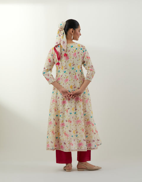 Shop Floral Chanderi Anarkali Set – Vinusto Office Wear Collection 2025

