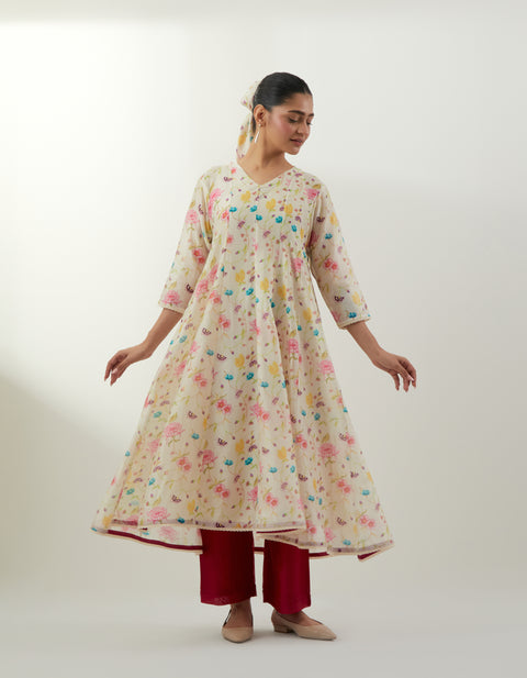 Order Floral Chanderi Anarkali Set – Vinusto Office Wear Collection 2025

