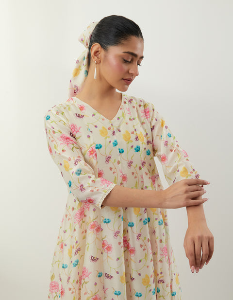 Luxury Floral Chanderi Anarkali Set – Vinusto Office Wear Collection 2025

