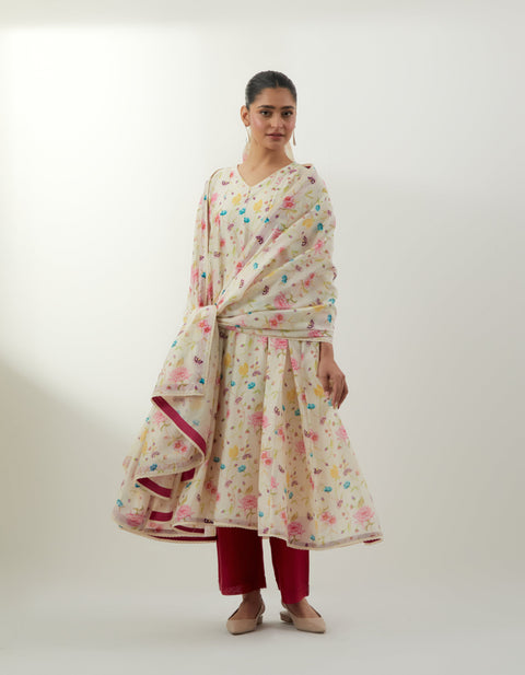 Buy Floral Chanderi Anarkali Set – Vinusto Office Wear Collection 2025

