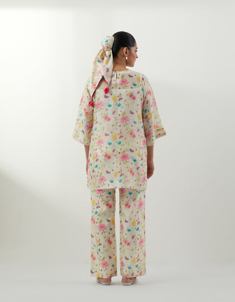 Printed Short Kurta and Pants with Slip (Set of 3)