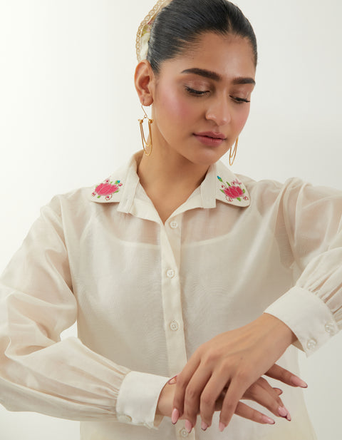 Shop Embroidered Chanderi Shirt Set – Vinusto Office Wear 2025

