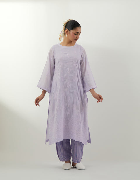 Shop Lavender Chikankari Kurta Set – Vinusto Office Wear 2025

