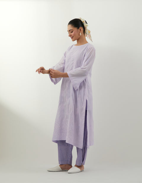Luxury Lavender Chikankari Kurta Set – Vinusto Office Wear 2025

