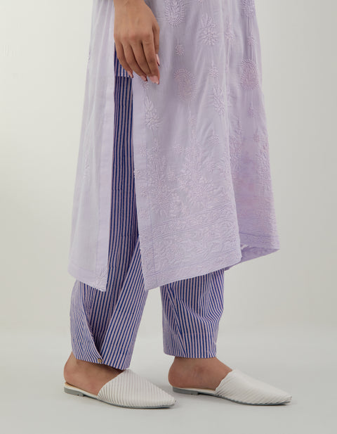 Handcraft Lavender Chikankari Kurta Set – Vinusto Office Wear 2025

