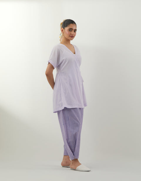 Premium Lavender Chikankari Tunic Set – Vinusto Office Wear 2025

