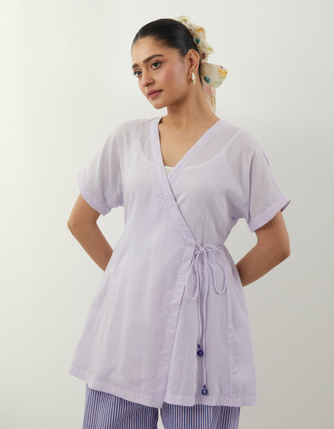 Luxury Lavender Chikankari Tunic Set – Vinusto Office Wear 2025

