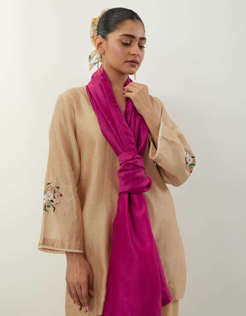 Luxury Beige Chanderi Kurta Set – Vinusto Office Wear Collection 2025

