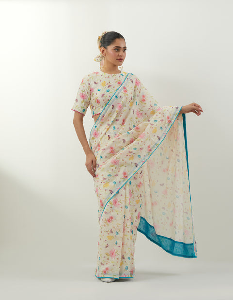 Shop Printed Saree & Blouse Set – Vinusto Office Wear 2025