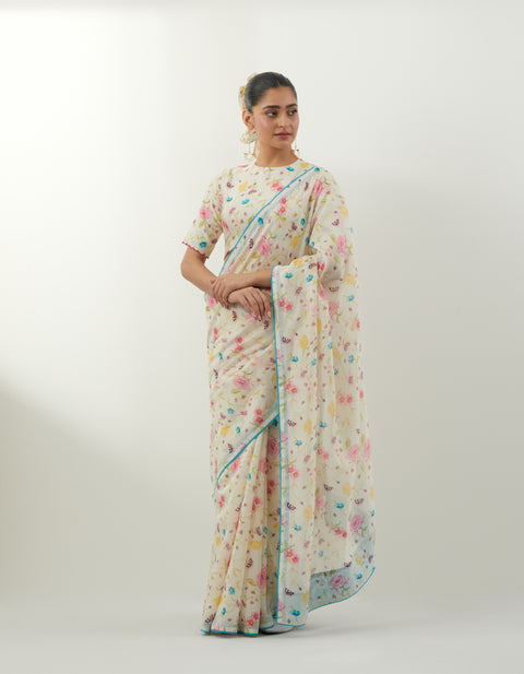 Buy Printed Saree & Blouse Set – Vinusto Office Wear 2025