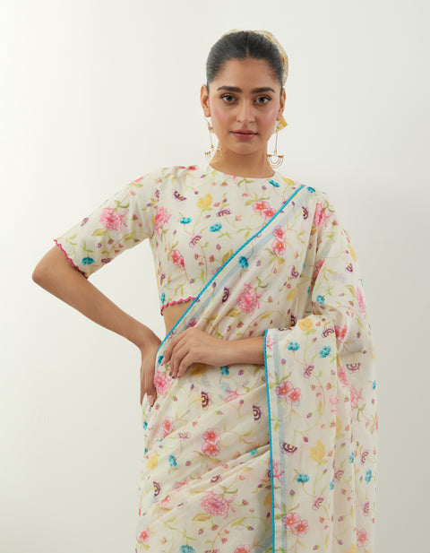 Premium Printed Saree & Blouse Set – Vinusto Office Wear 2025
