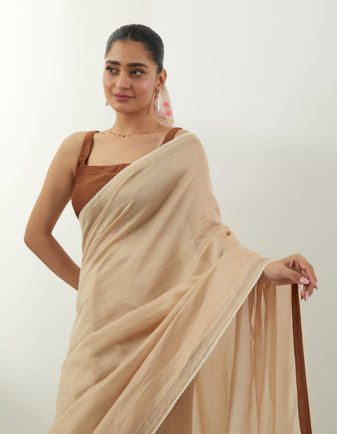 Order Beige Chanderi Saree Set – Vinusto Office Wear Collection 2025

