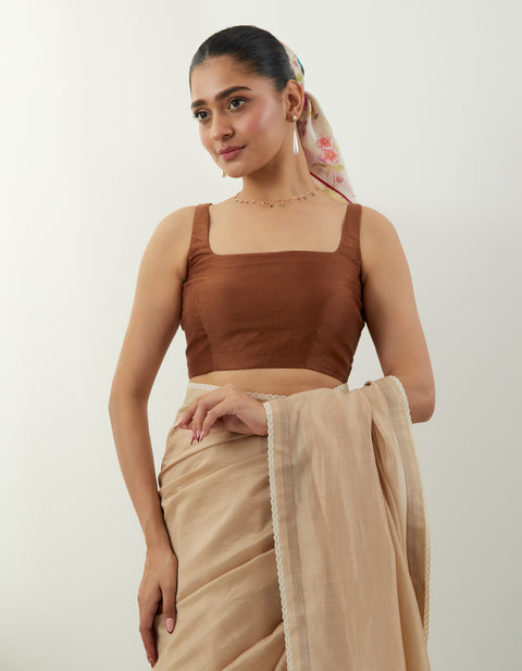 Premium Beige Chanderi Saree Set – Vinusto Office Wear Collection 2025

