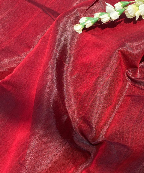 Handwoven Maroon Zari Fabric (Handloom)